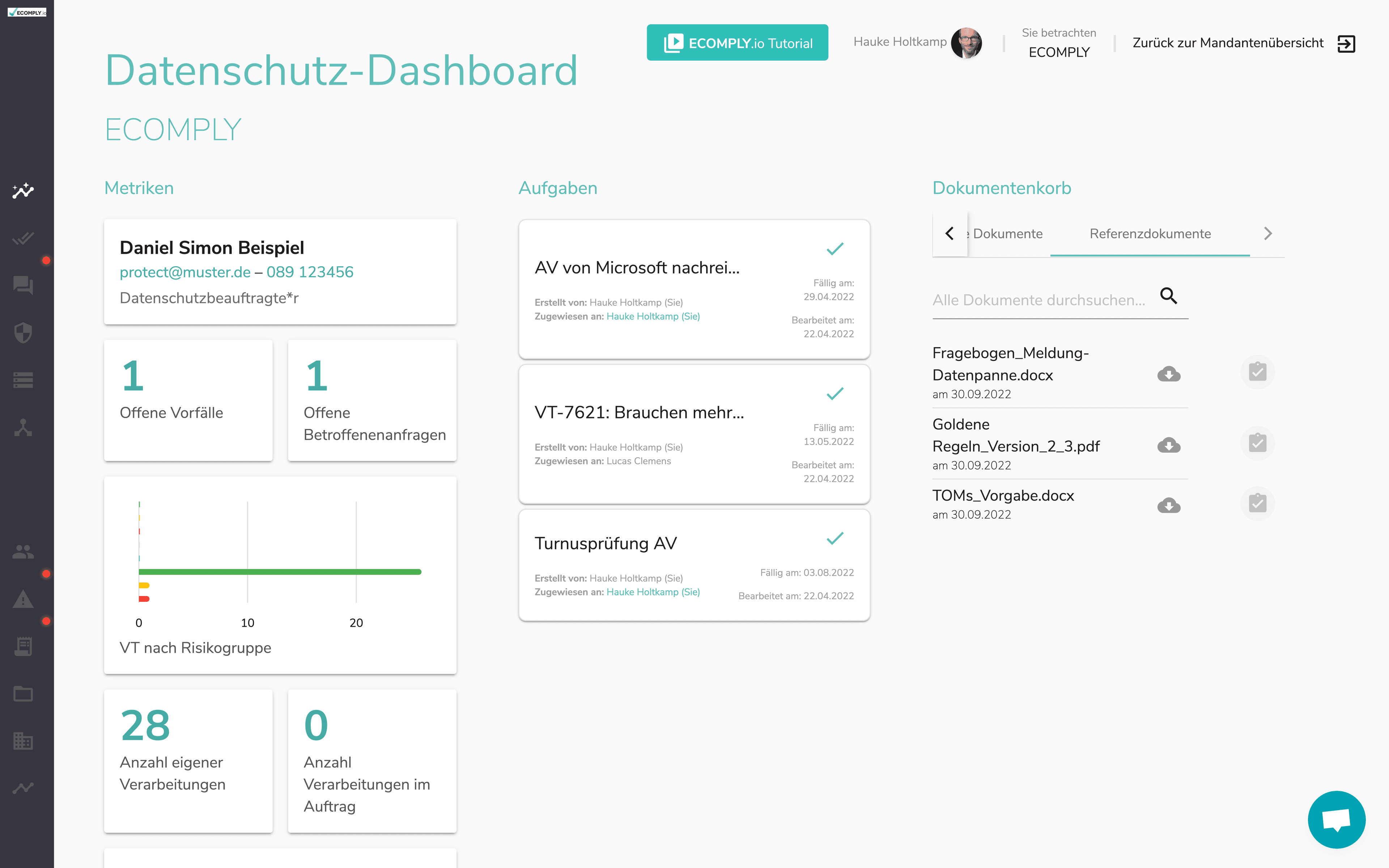 ECOMPLY Audit Solution dashboard showing audit management interface