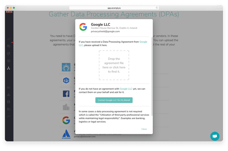 ECOMPLY DSAR management dashboard